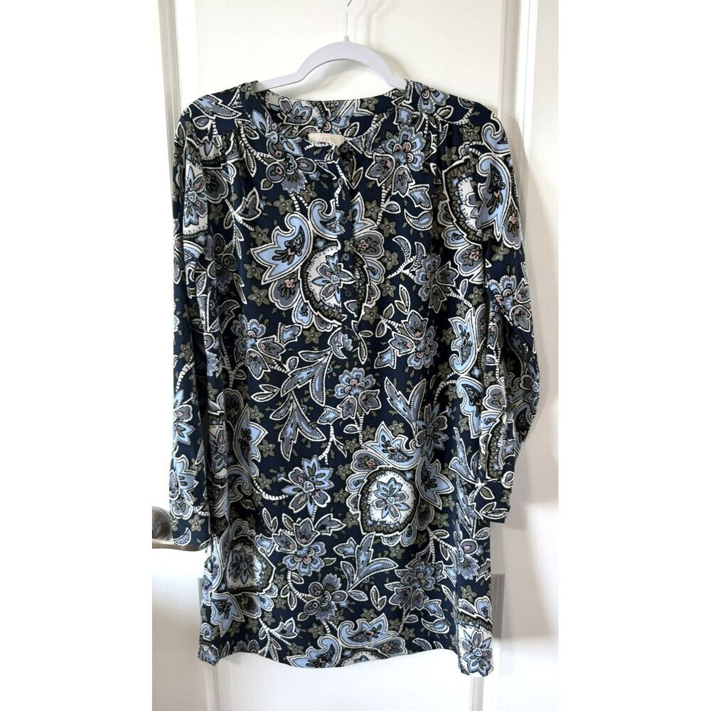 LOFT Blue Button Front Shirt Dress XS Long Sleeve Resort Boho